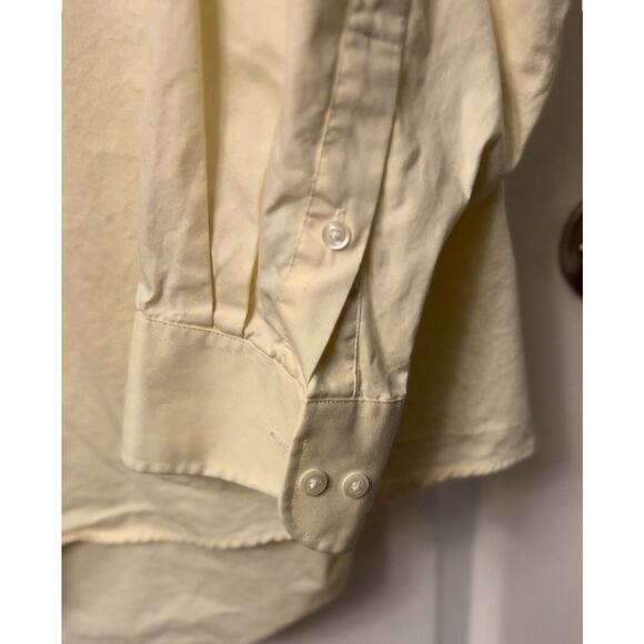 Izod 80's 2-Ply Pinpoint Dress Shirt Mens XL 17 1/2 4/35 Yellow Office Business - Picture 5 of 7